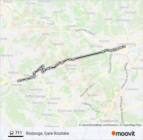 Plan de la ligne 711 de bus