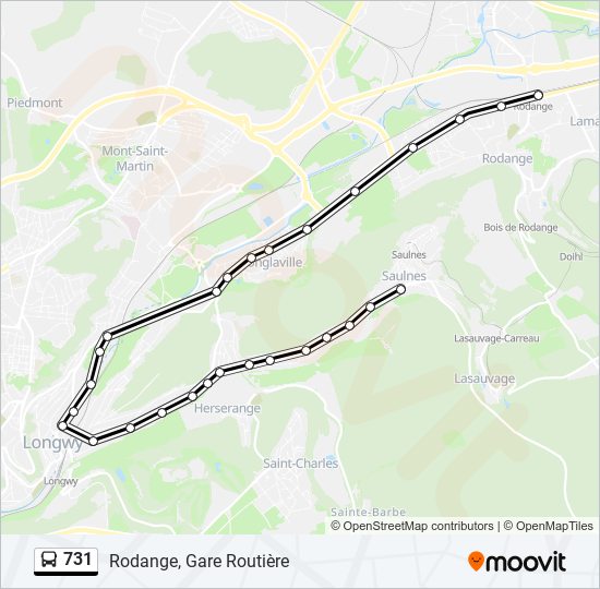 731 bus Line Map