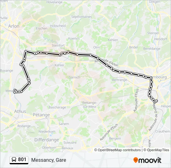 801 Bus Line Map