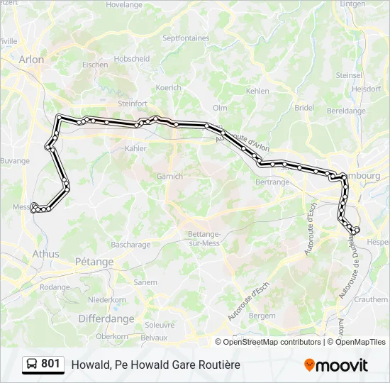 801 Bus Line Map