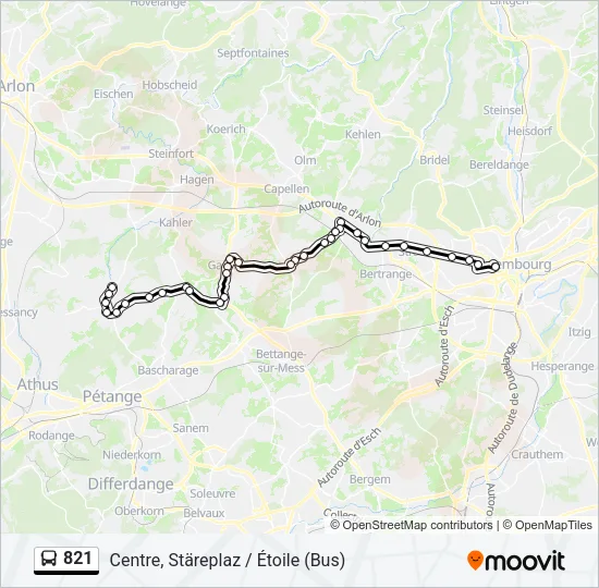 821 Bus Line Map