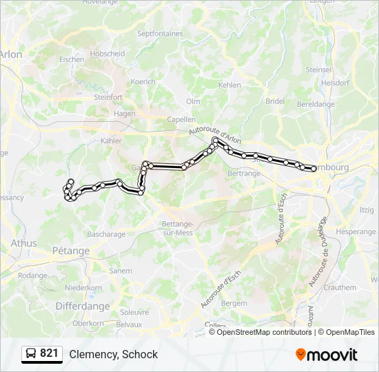 821 Bus Line Map
