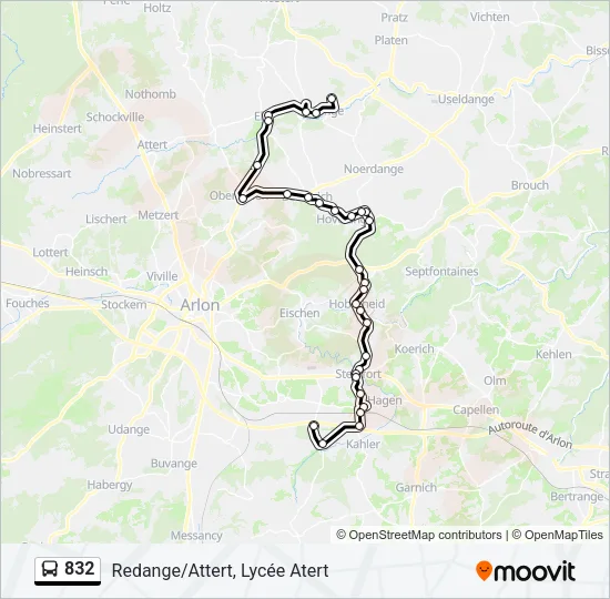 832 Bus Line Map