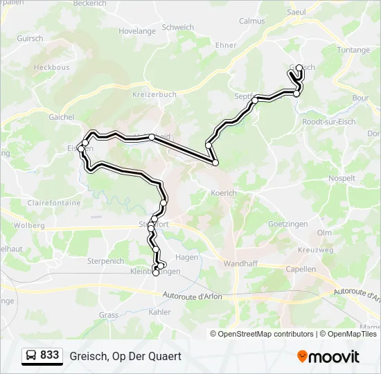 833 Bus Line Map
