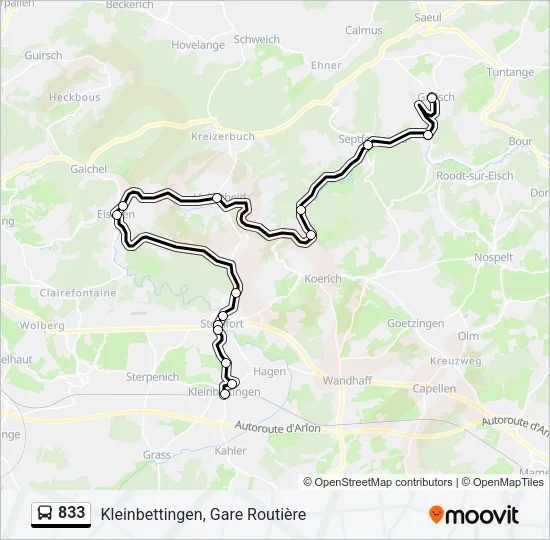 833 Bus Line Map