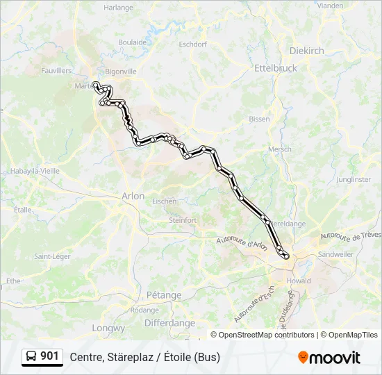 901 Bus Line Map