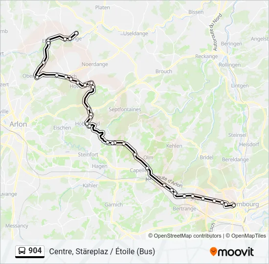 904 Bus Line Map