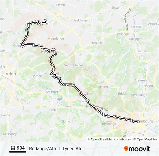 904 Bus Line Map