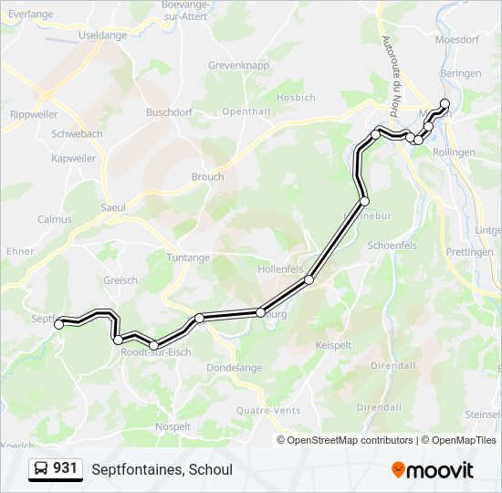 Plan de la ligne 931 de bus