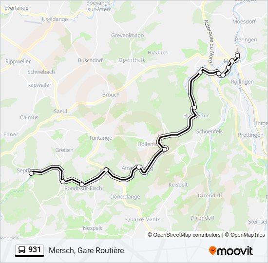 Plan de la ligne 931 de bus