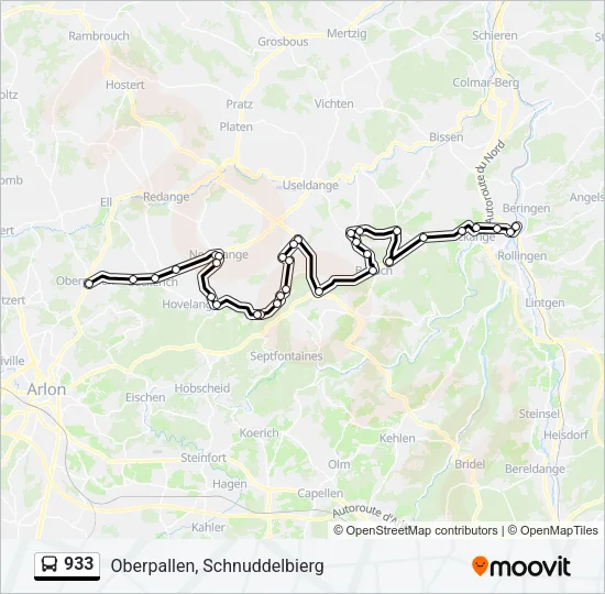 933 Bus Line Map