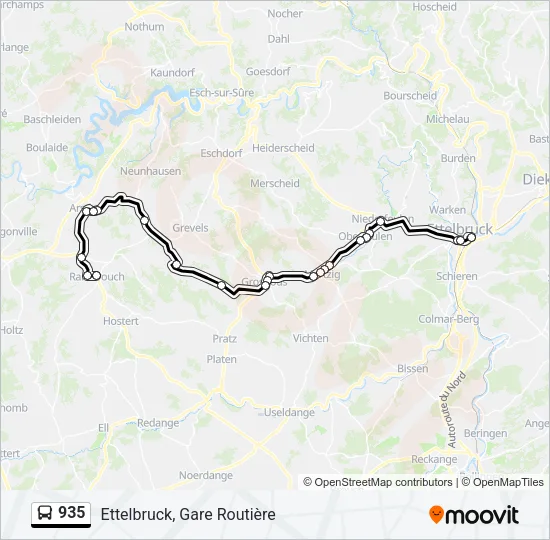 935 Bus Line Map