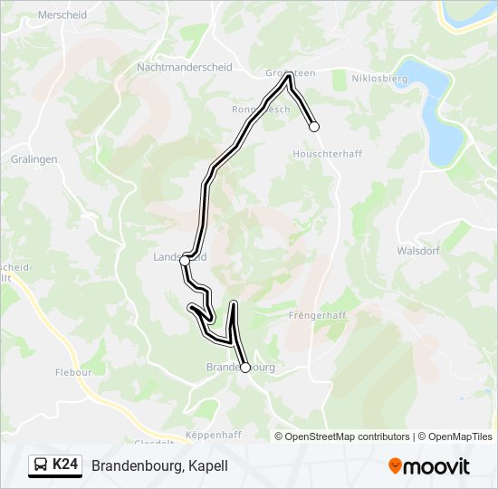 Plan de la ligne K24 de bus