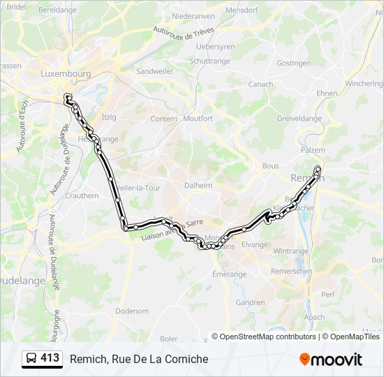 Plan de la ligne 413 de bus