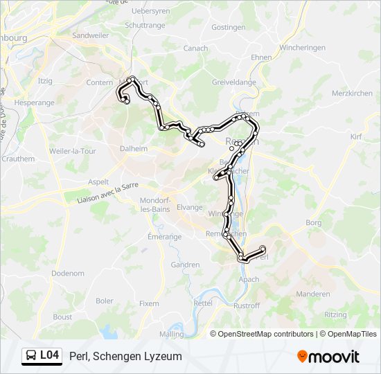 Plan de la ligne L04 de bus