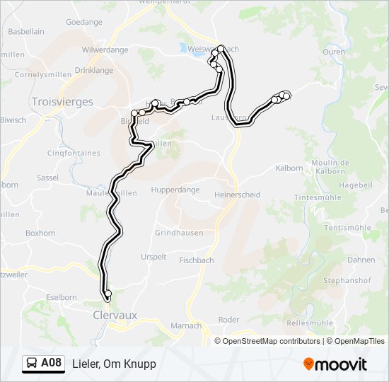 A08 bus Line Map