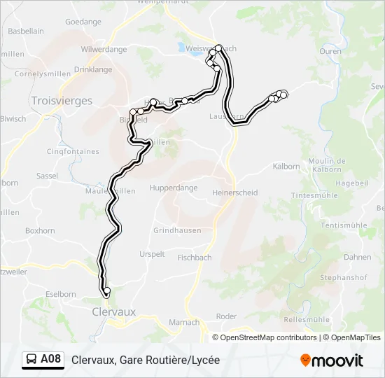 A08 Bus Line Map