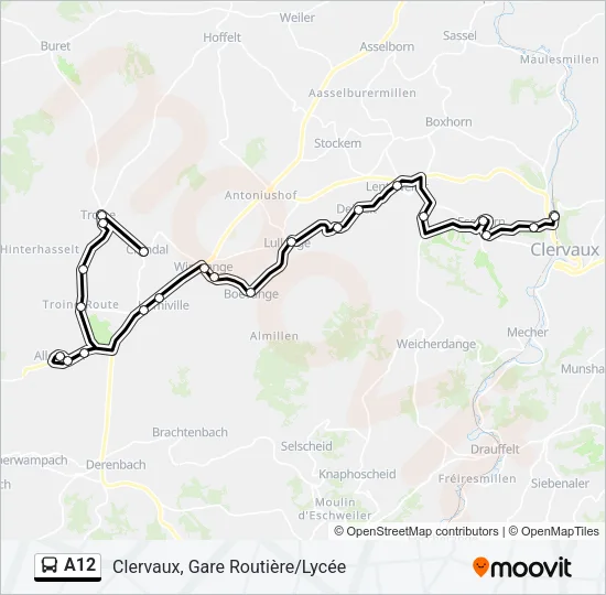 A12 Bus Line Map