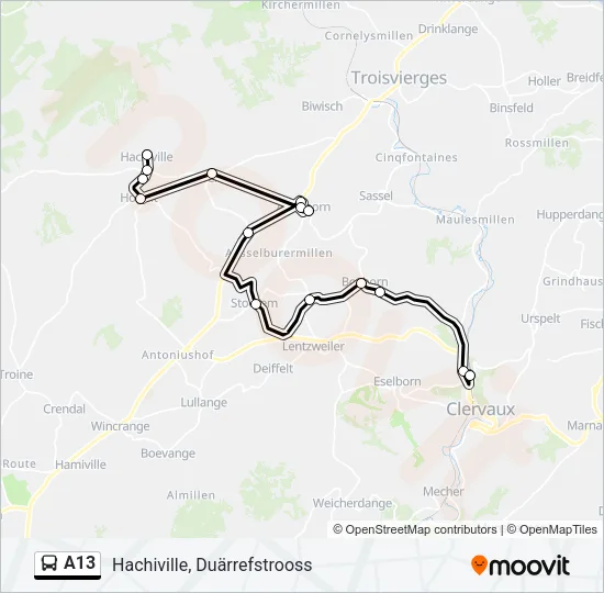 A13 Bus Line Map