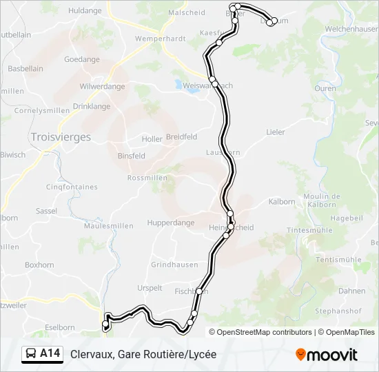 A14 Bus Line Map