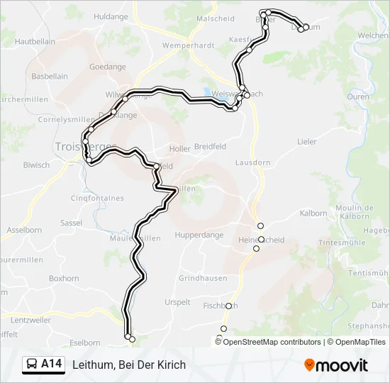 A14 Bus Line Map