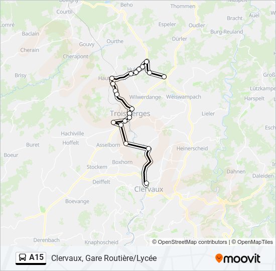 Buslinie A15 Karte