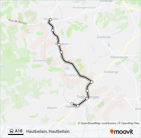 A18 Bus Line Map