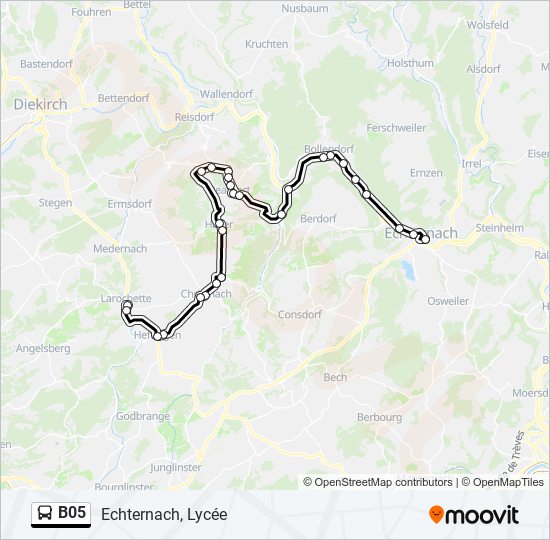 Plan de la ligne B05 de bus