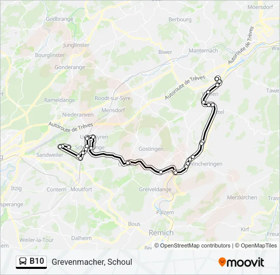 B10 Bus Line Map