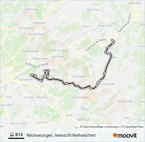 B10 Bus Line Map
