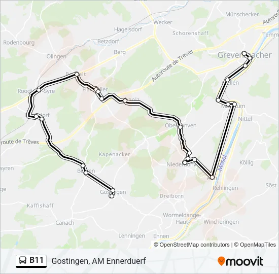 B11 Bus Line Map