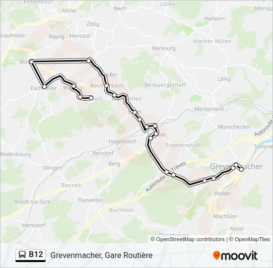 B12 Bus Line Map