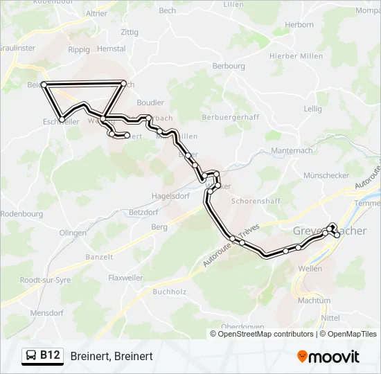 B12 Bus Line Map