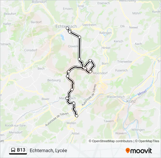 B13 Bus Line Map