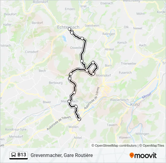 B13 Bus Line Map