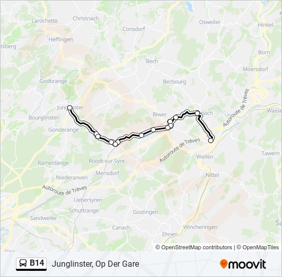 B14 bus Line Map