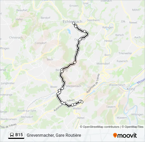 B15 Bus Line Map
