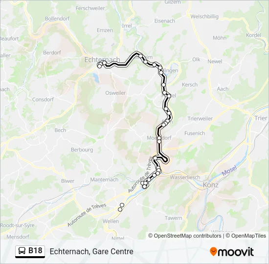 B18 Bus Line Map