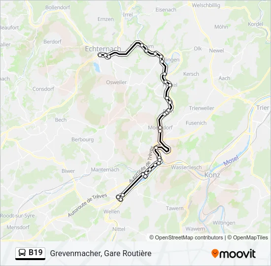 B19 Bus Line Map