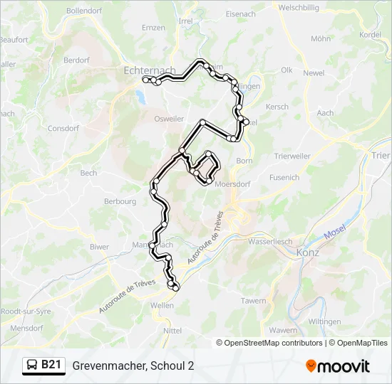 B21 Bus Line Map