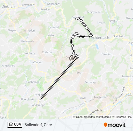 Plan de la ligne C04 de bus