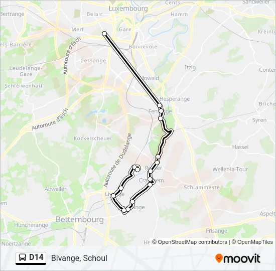 D14 Bus Line Map