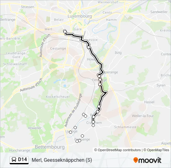D14 Bus Line Map
