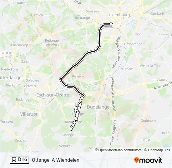 D16 Bus Line Map