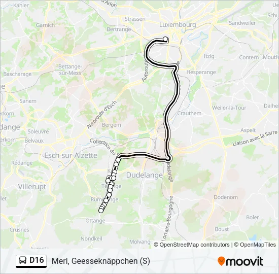 D16 Bus Line Map