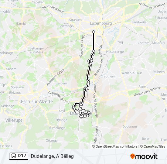 Plan de la ligne D17 de bus