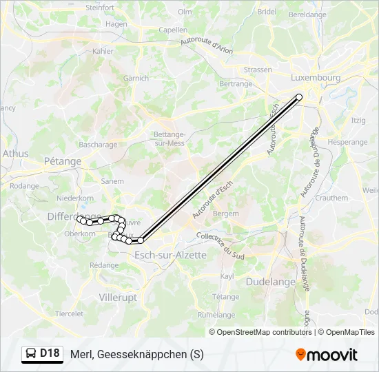 D18 Bus Line Map