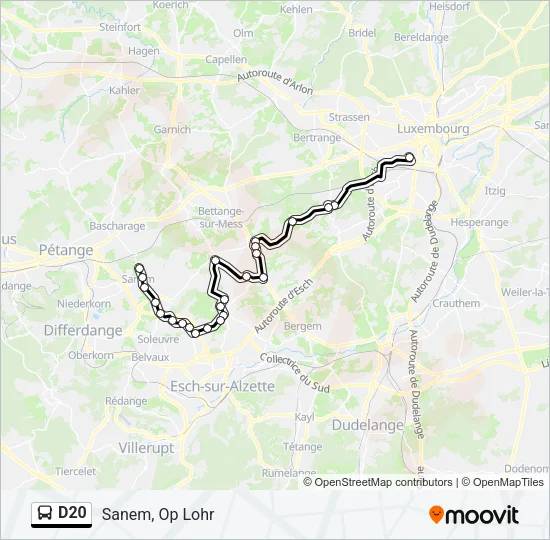 D20 Bus Line Map