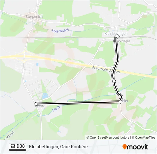 D38 Bus Line Map
