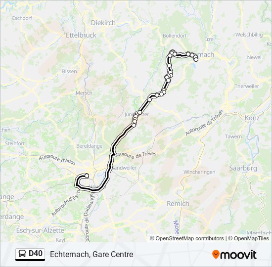 Plan de la ligne D40 de bus